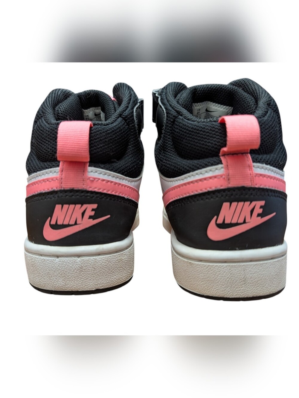 Nike Court Borough Mid 2 Sneaker High Top Black Pink Foam Youth Kids 4Y - Picture 7 of 13